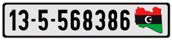 LIBYA LICENSE PLATE WITH LIBYA FLAG MAP OUTLINE -
