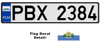SAN MARINO EUROSTYLE LICENSE PLATE --