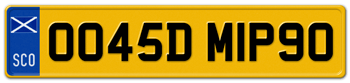 SCOTLAND EURO 11 CHARACTER REAR LICENSE PLATE  --