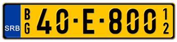 SERBIA EURO LICENSE PLATE WITH CODE AND YEAR --
