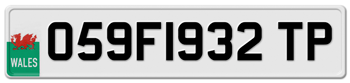 WALES EURO 11 CHARACTER FRONT LICENSE PLATE --