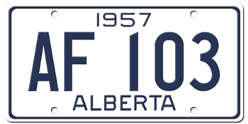 1957 ALBERTA LICENSE PLATE -