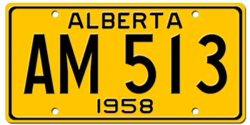 1958 ALBERTA LICENSE PLATE -