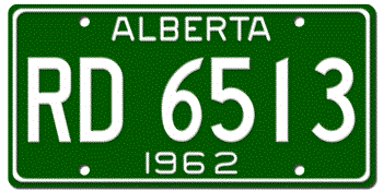 1962 ALBERTA LICENSE PLATE -