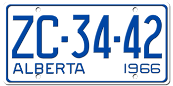 1966 ALBERTA LICENSE PLATE -