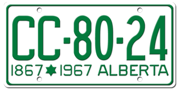 1967 ALBERTA LICENSE PLATE -
