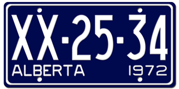 1972 ALBERTA LICENSE PLATE -