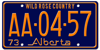 1973 ALBERTA LICENSE PLATE -