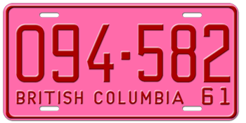 1961 BRITISH COLUMBIA LICENSE PLATE -