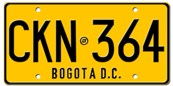 COLOMBIA (BOGOTA DC) LICENSE PLATE -