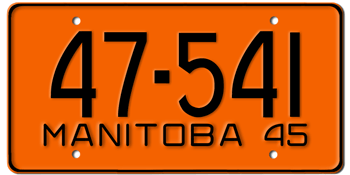 1945 MANITOBA LICENSE PLATE -