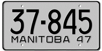 1947 MANITOBA LICENSE PLATE -