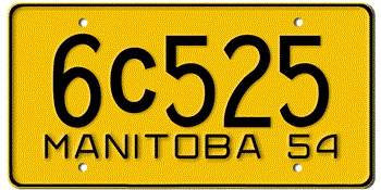 1954 MANITOBA LICENSE PLATE -