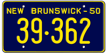 1950 NEW BRUNSWICK LICENSE PLATE -