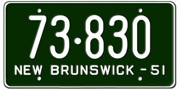 1951 NEW BRUNSWICK LICENSE PLATE -
