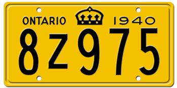 1940 ONTARIO LICENSE PLATE -
