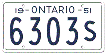 1951 ONTARIO LICENSE PLATE -