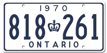 1970 ONTARIO LICENSE PLATE -