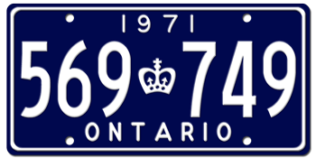 1971 ONTARIO LICENSE PLATE -
