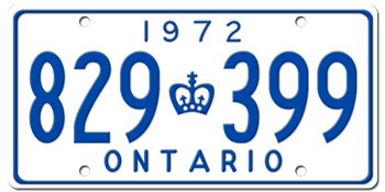 1972 ONTARIO LICENSE PLATE -