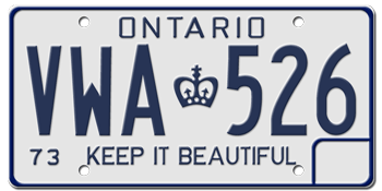 1973 ONTARIO LICENSE PLATE -