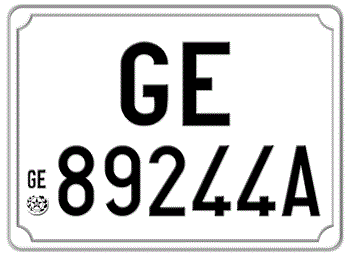 ITALY EURO SQUARE LICENSE PLATE PROVINCE OF GENOA ISSUED BETWEEN 1977 TO 1994. -