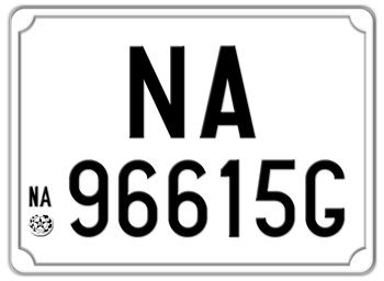 ITALY EURO SQUARE LICENSE PLATE PROVINCE OF NAPLES ISSUED BETWEEN 1977 TO 1994. -