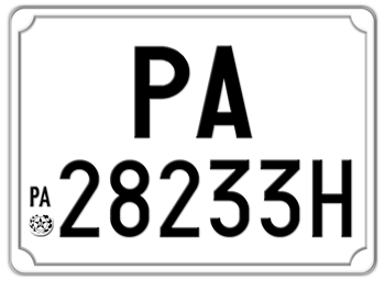 ITALY EURO SQUARE LICENSE PLATE PROVINCE OF PALERMO ISSUED BETWEEN 1977 TO 1994. -