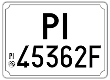 ITALY EURO SQUARE LICENSE PLATE PROVINCE OF PISA ISSUED BETWEEN 1977 TO 1994. -