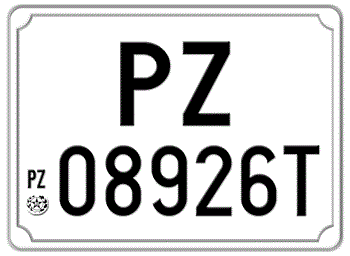 ITALY EURO SQUARE LICENSE PLATE PROVINCE OF POTENZA ISSUED BETWEEN 1977 TO 1994. -