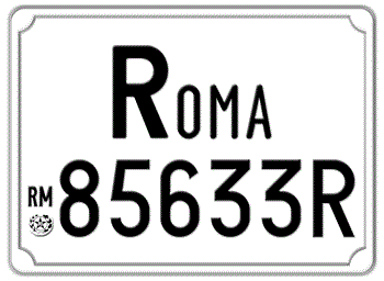 ITALY EURO SQUARE LICENSE PLATE PROVINCE OF ROME ISSUED BETWEEN 1977 TO 1994. -