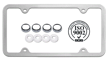 SLEEK DESIGN CHROME STAINLESS STEEL 4-HOLE LICENSE PLATE FRAME