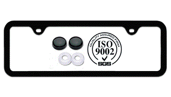 SLEEK DESIGN BLACK ONYX STAINLESS STEEL MID-SIZE LICENSE PLATE FRAME