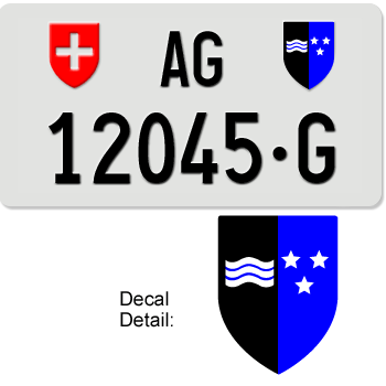 SWITZERLAND(AARGAU) SWISS SQUARE LICENSE PLATE --