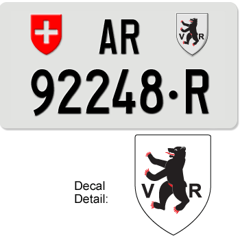 SWITZERLAND(APPENZELL AUSSERRHODEN) SWISS SQUARE LICENSE PLATE --