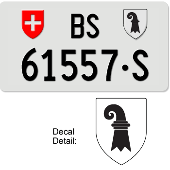 SWITZERLAND(BASEL-STADT)  SWISS SQUARE LICENSE PLATE --