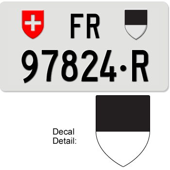 SWITZERLAND(FRIBOURG) SWISS SQUARE LICENSE PLATE --