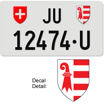 SWITZERLAND(JURA) SWISS SQUARE LICENSE PLATE --