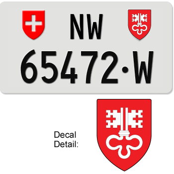 SWITZERLAND(NIDWALDEN) SWISS SQUARE LICENSE PLATE --