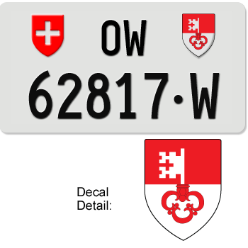 SWITZERLAND(OBWALDEN) SWISS SQUARE LICENSE PLATE --
