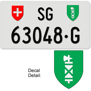 SWITZERLAND(ST. GALLEN) SWISS SQUARE LICENSE PLATE --