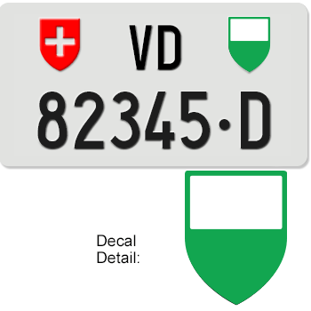 SWITZERLAND(VAUD)  SWISS SQUARE LICENSE PLATE --