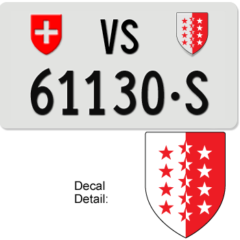 SWITZERLAND(VALAIS) SWISS SQUARE LICENSE PLATE --