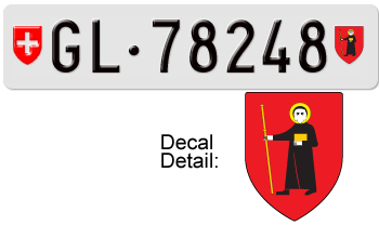 SWITZERLAND(GLARUS) SWISS LICENSE PLATE --