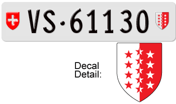 SWITZERLAND(VALAIS) SWISS LICENSE PLATE --