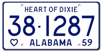 1959 ALABAMA STATE LICENSE PLATE -