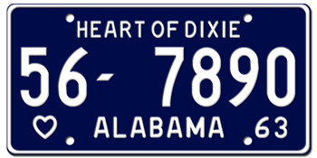 1963 ALABAMA STATE LICENSE PLATE -