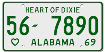 1969 ALABAMA STATE LICENSE PLATE -