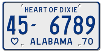 1970 ALABAMA STATE LICENSE PLATE -