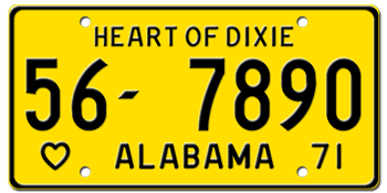 1971 ALABAMA STATE LICENSE PLATE -